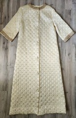 Vintage 60s Gold Lamé Robe Quilted Lounge Wear Size 12 Lisanne