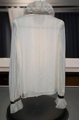 Vintage Escada Ivory Lace Tiered Ruffle Front Lond Sheer Sleeves Womens Size 36