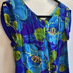 Vintage Sears Hawaiian Fashions Tropical Floral Barkcloth Long Maxi Dress Sz 10