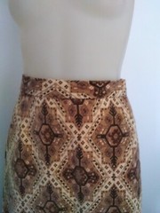 70,S AYWON Patterned Velvet Midi Skirt In Brown/ Cream.Waist70cm,Hip 95 Cm.Looks