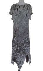 Vtg Adriana Papell Chiffon Dress Sz 20W 100% Silk Brown Gray Handkerchief Hem