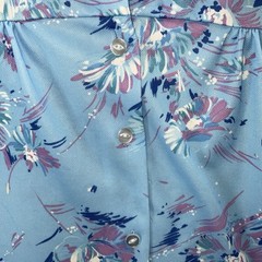 Floral Blue Smock Blouse Top Shirley Of Atlanta Vintage 70s Waitress Uniform