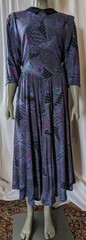 Jane Schaffhausen Belle France Purple Black Patch Print Velvet Collar Dress 14