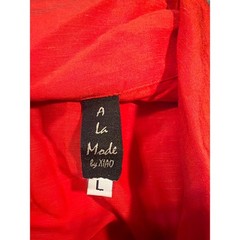 Stunning Vintage Xiao A La Mode Bright Red Silk and Linen Tunic Asymmetrical L