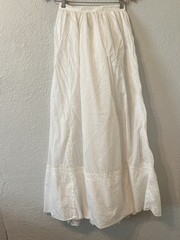 Antique Edwardian 1900 XS White Cotton Ruffle Long Lawn Tea Skirt Petticoat