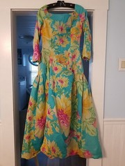 VTG 60s Scaasi Boutique Saks Fifth Avenue Bright Floral Gala Gown Sz 10 READ