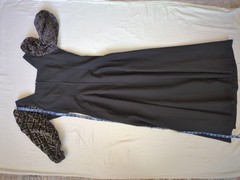 Vintage Long Black Modest Puff Half Sleeve Gown Sweetheart