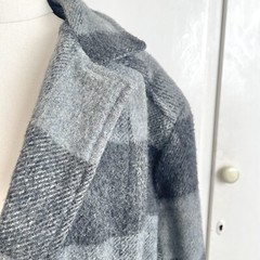 Re-worked Vintage Jacket Grey Check Size 16 Wool Blend 80’s Style