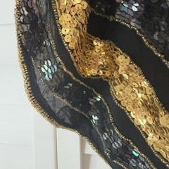 Swee Lo Vintage Hand-Beaded Silk Butterfly Cape Top Size L