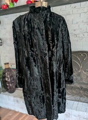 Astrakhan Fur Coat 1940s Black Glossy Satin Lined Medium