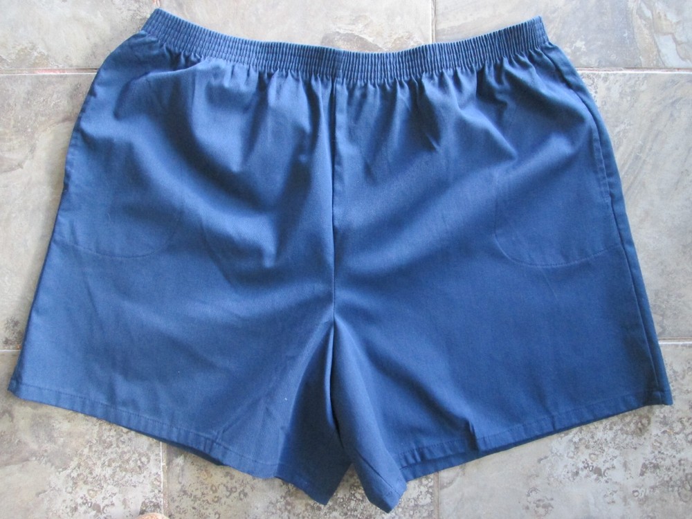 Vintage EXTRA ELEMENTS Women’s Shorts 26W Plus 38″-48″ Blue High Waist Elastic
