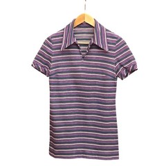 Vintage 70s Striped Knit Polo Shirt Purple Retro Mod Casual Preppy Top
