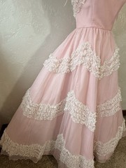Vintage 50’s/60’s Mike Benet Formals Baby Pink Ruffled A-Line Tulle Dress