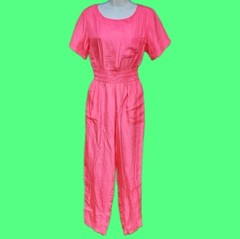 Vintage 80s TOO HOT BRAZIL Pink Silk Jumpsuit Small New With Tags