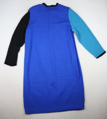 ANNE CRIMMINS FOR UMI COLLECTIONS Vintage Women’s Sweater Dress Sz L Blue Print