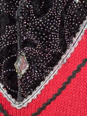 C’est Joli Too Vintage 80s Sweater Womens Med/Lrg Red Sequin Lace Tassel Glam