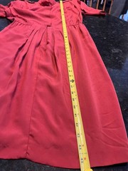VTG 1980s Liz Claiborne Rayon Dress 12 Terracotta Coral Mock Neck Retro A-Line M