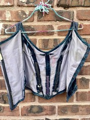 Vintage 30s 40s Blue Velvet Corset Old Hollywood Theatre Western Costume XXS XS