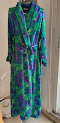Miss Dior Vintage Robe peacock abstract Print Belted Long Kimono 80s 90s M-L