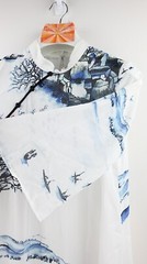 Vintage 100% silk tunic with mandarin collar and frogsweb closure size L/UK14