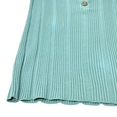 CHANEL Vintage 07P CC Mark Logo Rib Knit Tank Top #34 Turquoise Blue Cotton