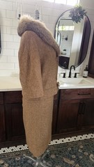STUNNING Vintage Marissa of California Fox Fur Beige Tan Skirt Suit Set Sz 8-10