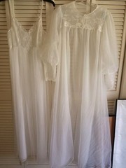 Vintage Shadowline Lingerie Nightgown and Peignoir Robe Chiffon Set Size Small