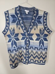 Vintage Denim Republic Vest Acrylic Geometric Design Size Small made In USA