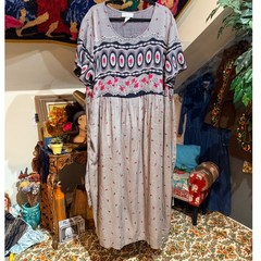 Vintage 90s Rose Floral Pinstripe Rayon Dress Plus Size 26W Made in USA