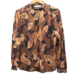 Vintage 80,s Teddi of California Leaf Print Blouse Dark Academia Autumnal Retro