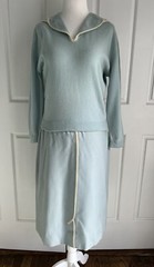 Vintage 1950’s Dalton 100% Cashmere Pale Blue Sweater & Wool Pencil Skirt Set S