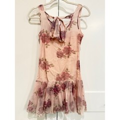 Diesel Sheer Vintage Mesh Floral Pink Dress Sz Medium Rare Boho Y2K Cottagecore