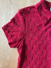 Vintage 90s Self Esteem Heart Print Button Shirt Size Large Valentines Day Y2K