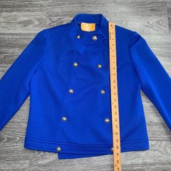 Vintage Gibi 60s 70s Blue Wool Skirt Suit Set Sz. 14 Italy