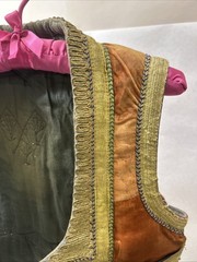 Vintage Hazara Vest Velvet W/Gold Metallic Embroidery India Hippie Boho Chic