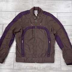 Vintage Y2K Diesel Women’s Moto Jacket Brown Purple Colorblock Full Zip Sz Large