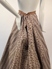 VICTORIAN 1870’S 2 PATTERN PRINT COTTON STRIPED QUILTED SKIRT 