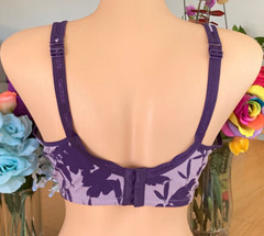 923 CACIQUE 42DDD Purple Floral Molded Cup Cotton blend Underwire Bra #9860