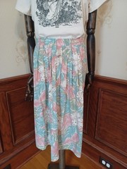 Vintage 1970s/1980s Koret Brand Pastel Floral Print Boho Cottagecore Midi Skirt