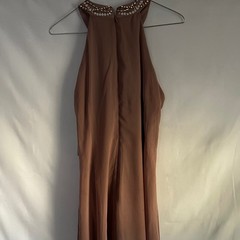 SLNY Embellished Neckline Sleeveless Gown Cashmere Size 6