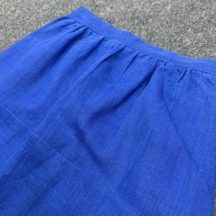 Vintage Skirt Womens 16 Blue Linen Midi A Line Made in USA Retro Classic