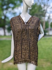 ANTIQUE 1920’S MUSTARD GOLD & METALLIC GOLD COSTUME TOP W BULLION FRINGE