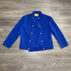 Vintage Gibi 60s 70s Blue Wool Skirt Suit Set Sz. 14 Italy