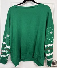 VTG 90s Nutcracker Christmas Sweatshirt Puffy Design Santa Trees Green L