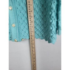 Vintage 60s Aqua Popcorn Bobble Knit Cardigan Sweater M Coquette Cottage