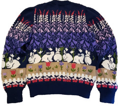 Labors of Love Easter Bunny Rabbit Pull Over Purple Knit Sweater S 36 x 23 in