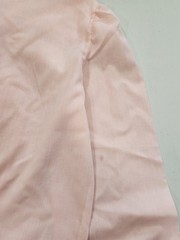 Vtg 1970s Victorian Top Blouse Lace Ruffled Shirt Pink Long Puffed Sleeve Small