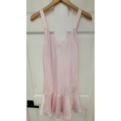 Vintage Jo Intimates Pink Bardot Slip Dress Medium 100% Polyester Silky Feel