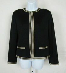 VTG 1960s 70s JAMES KENROB BY DALTON BLACK KNIT SWEATER BLACK TAN TRIM