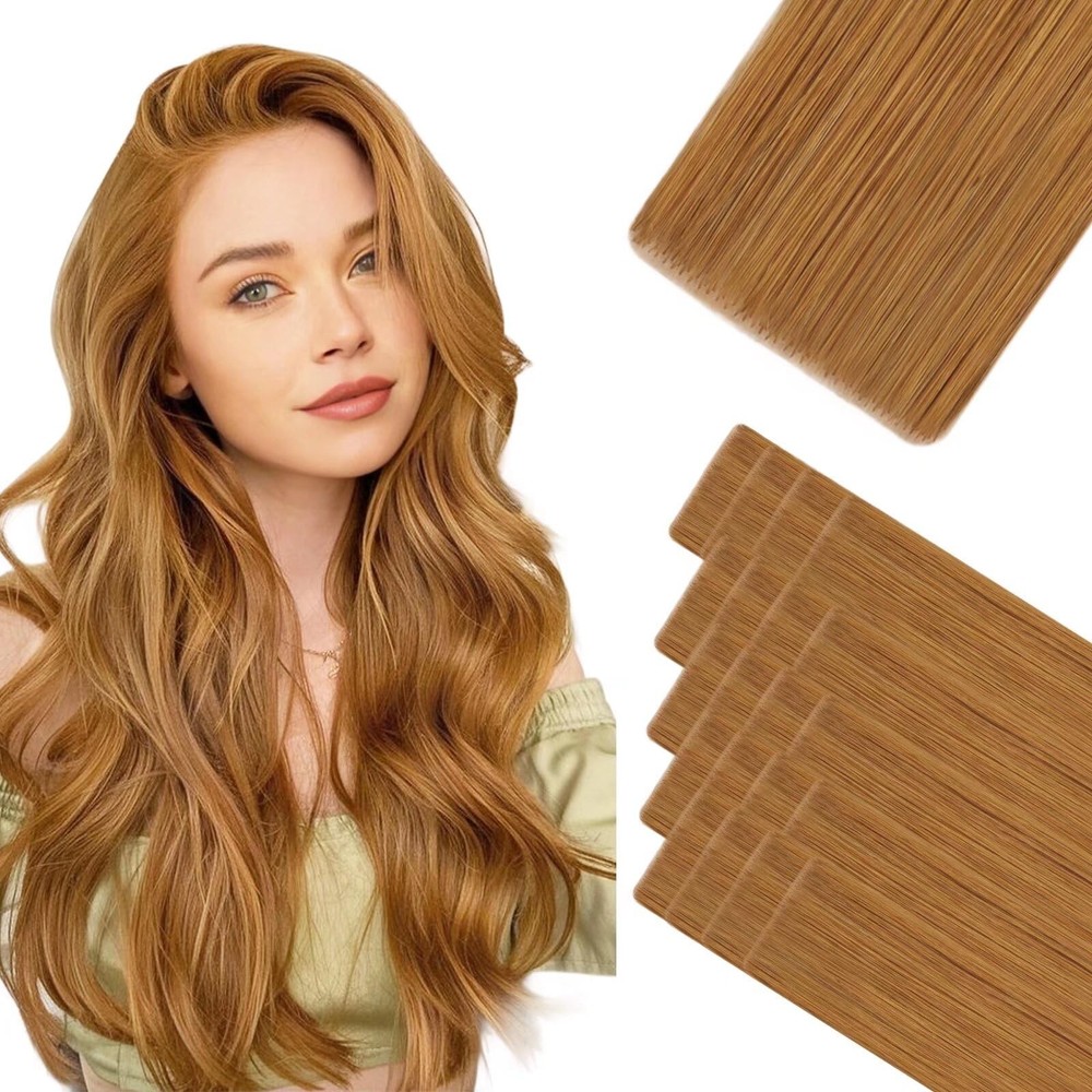 HOTBANANA Invisi Edge Tape in Hair Extensions Human Hair, 14inch 50g 20pcs Aubur